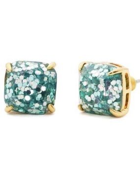 KATE SPADE NEW YORK ♠️ LIGHT BLUE & GRAY GLITTER SQUARE EARRINGS
